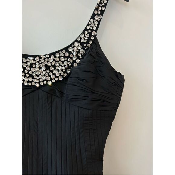 Teri Jon Rickie Freeman Pleated Detail Studded A-Line Midi Dress Women’s Black S - Picture 8 of 8